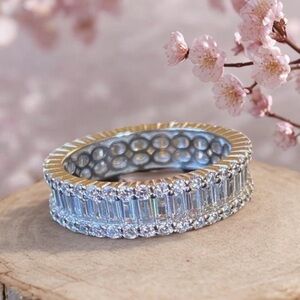 Sterling Silver and CZ Band Ring size 9